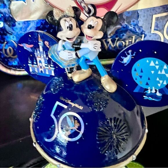 Mickey & Minnie Mouse Light-Up Ear Hat Ornament WDW 50th Anniversary New in Box - Picture 9 of 11